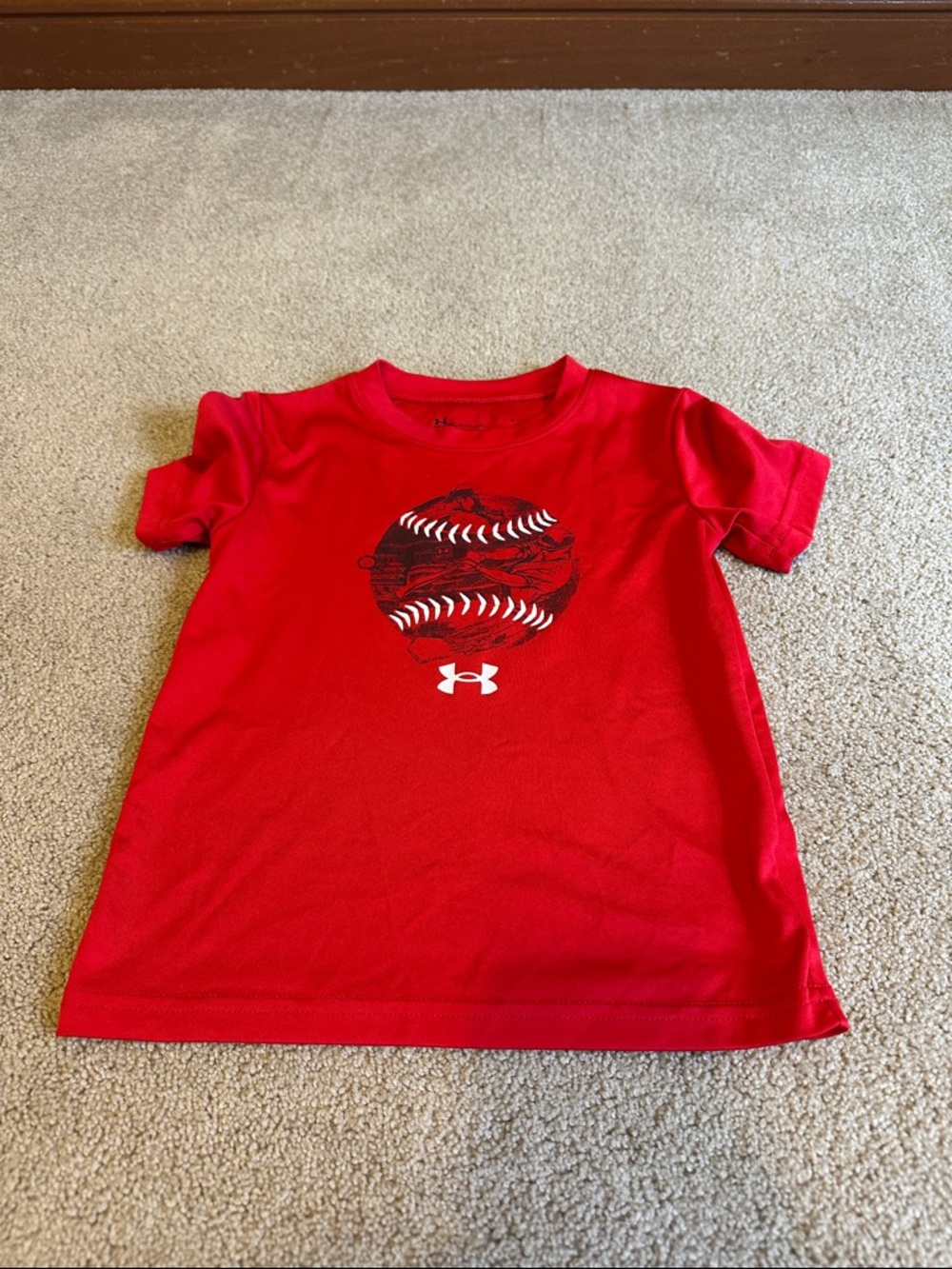 Under Armour Red Boys' Baseball Graphic Tee with White UA Logo